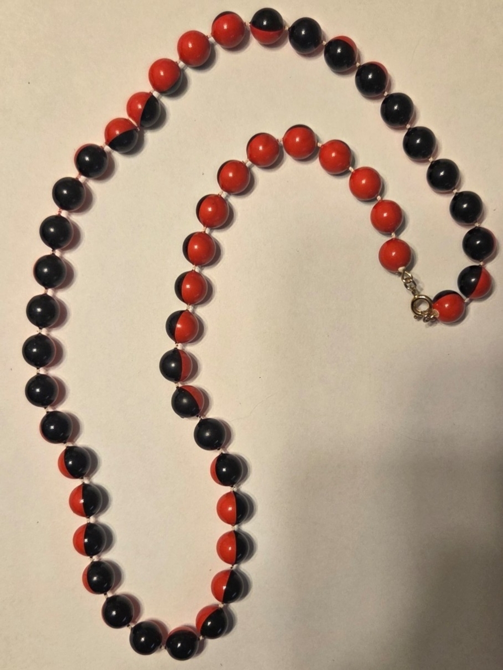 Vintage Red and Black Beaded Necklace